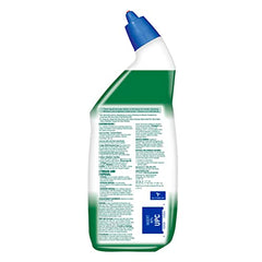 Lysol cleaner brightening action close-up on toilet bowl cleaning