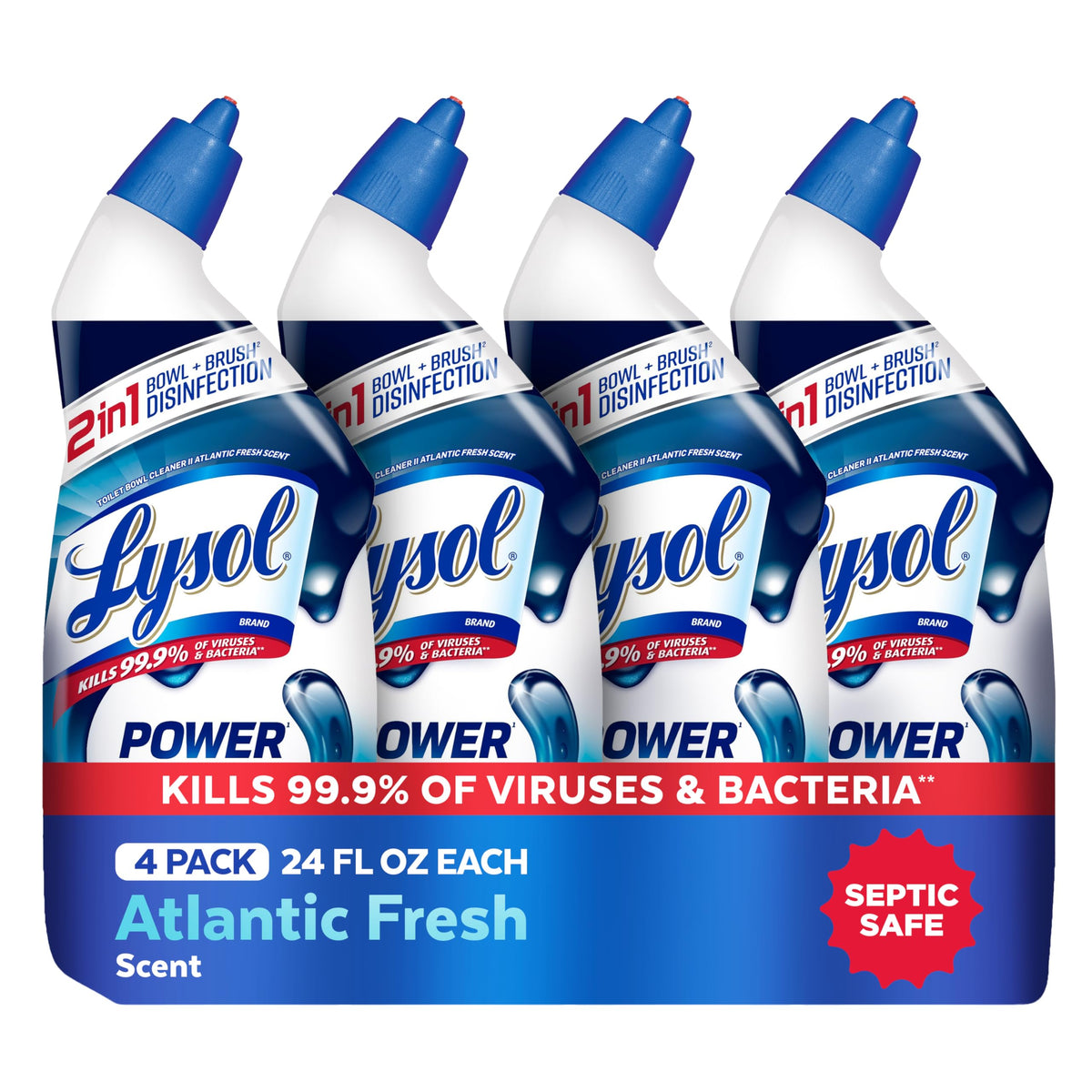 Lysol Toilet Bowl Cleaner with cling gel removes tough stains.