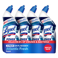 Lysol Toilet Bowl Cleaner with cling gel removes tough stains.