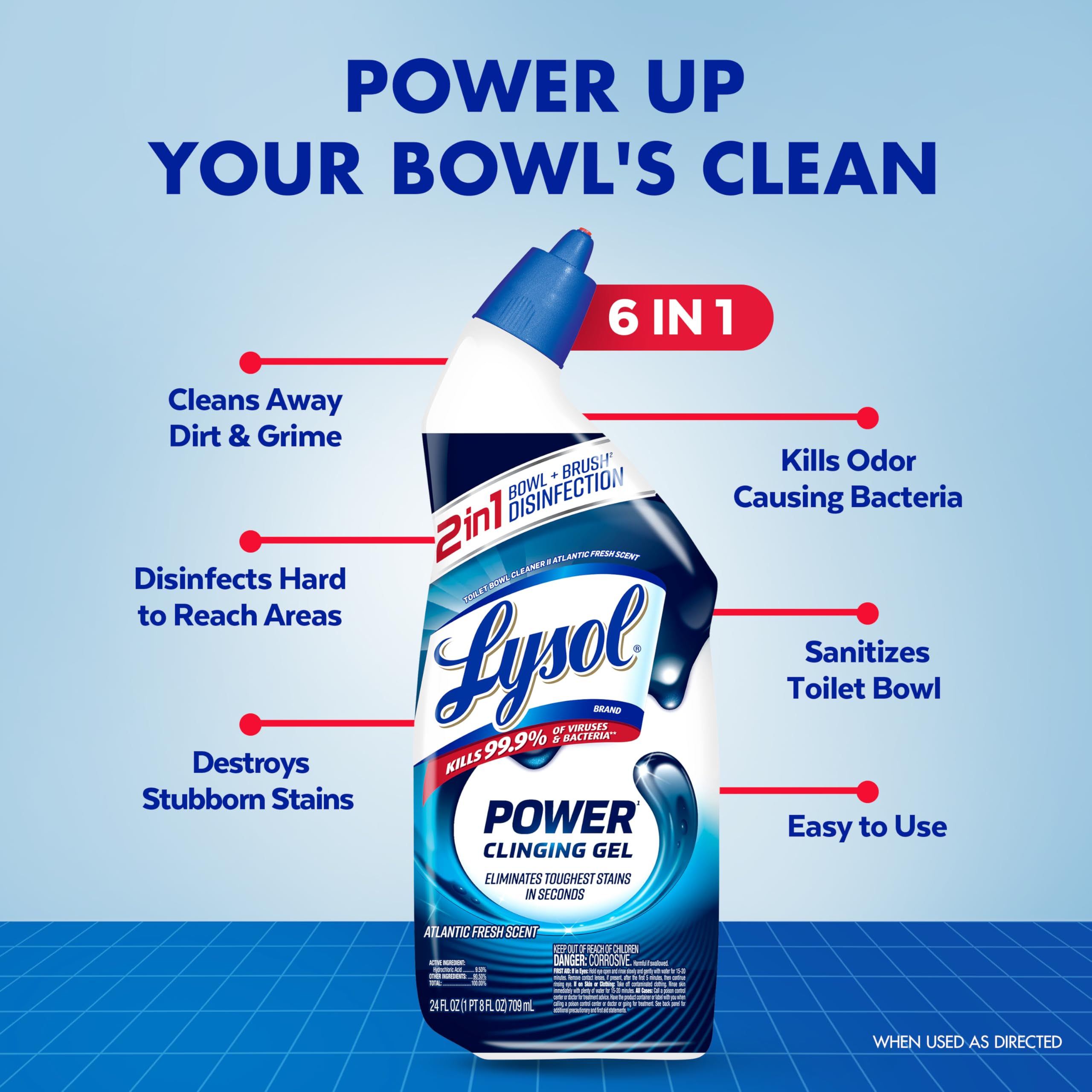Lysol toilet brush disinfection with 2-in-1 gel cleans and sanitizes.