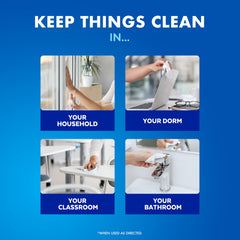 Lysol wipes for bathroom surfaces including sinks and toilets, delivering a sanitized space.