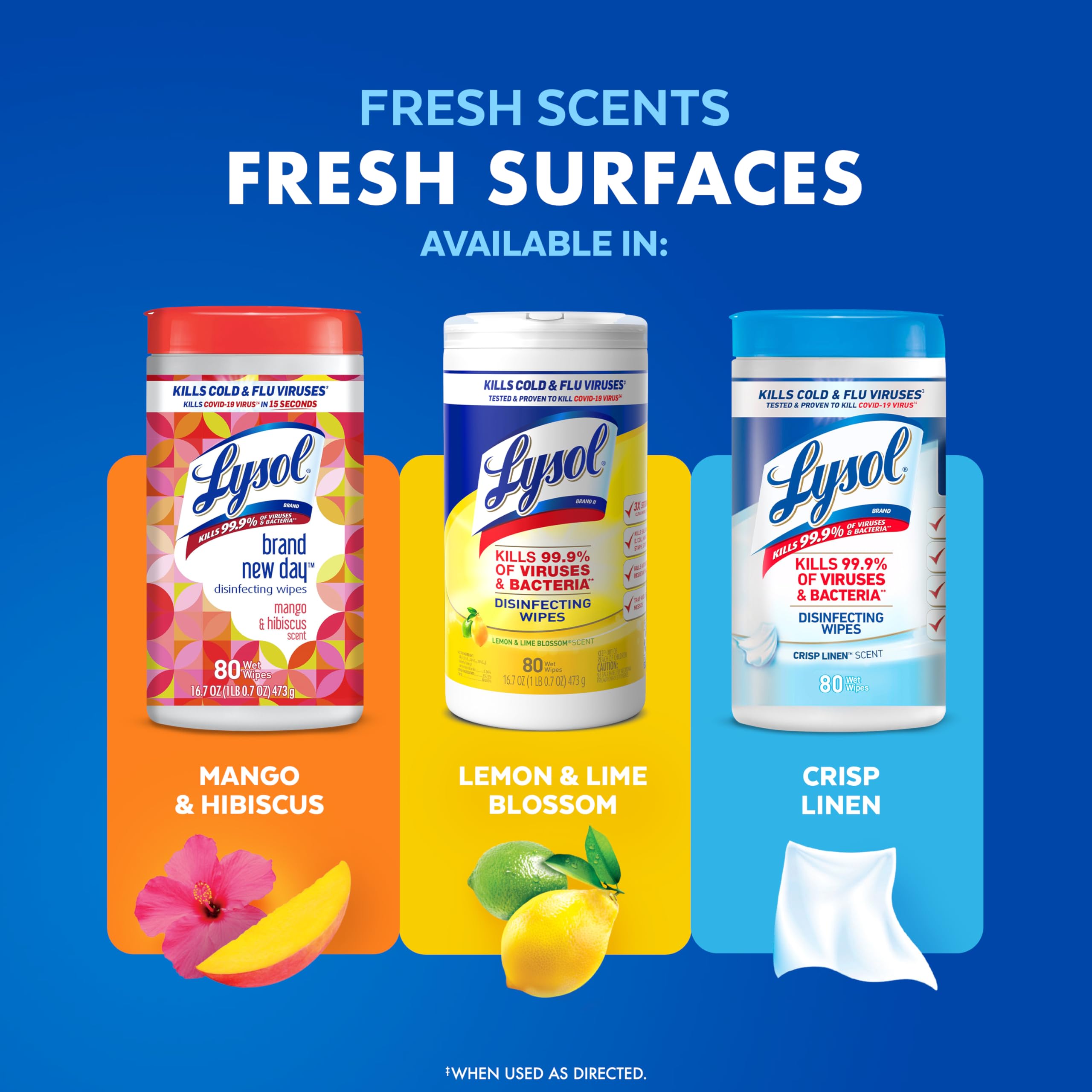 Lysol Disinfectant Wipes convenient for door knobs and hand rails to reduce germs.