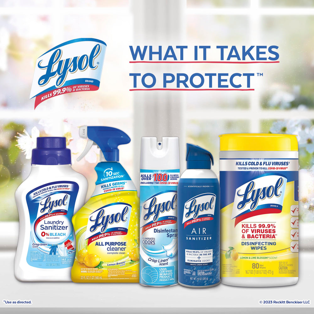 Lysol early morning breeze scent label highlighting fresh fragrance upon use.