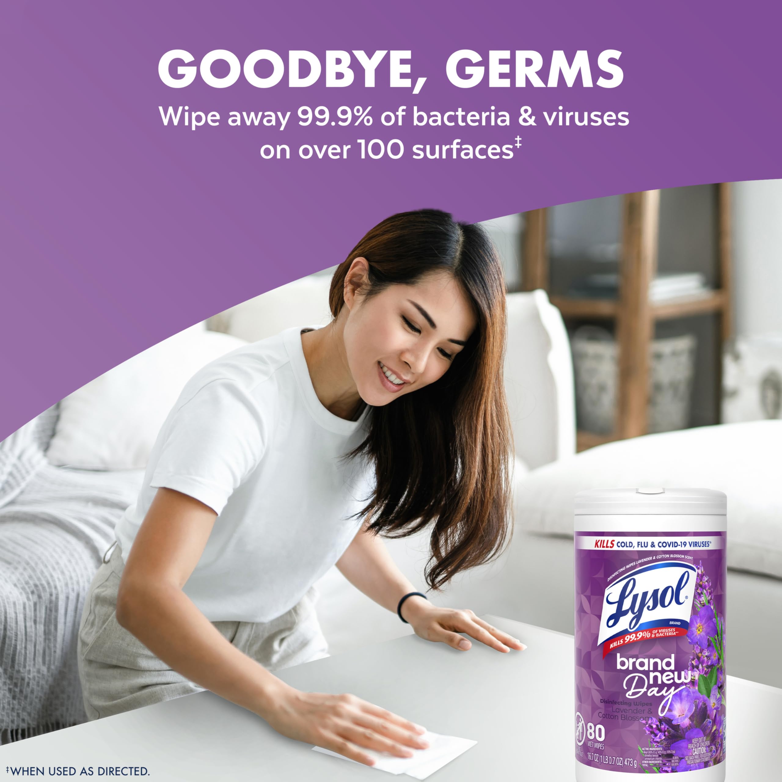 Lysol wipes kitchen counter cleaning for quick messes.