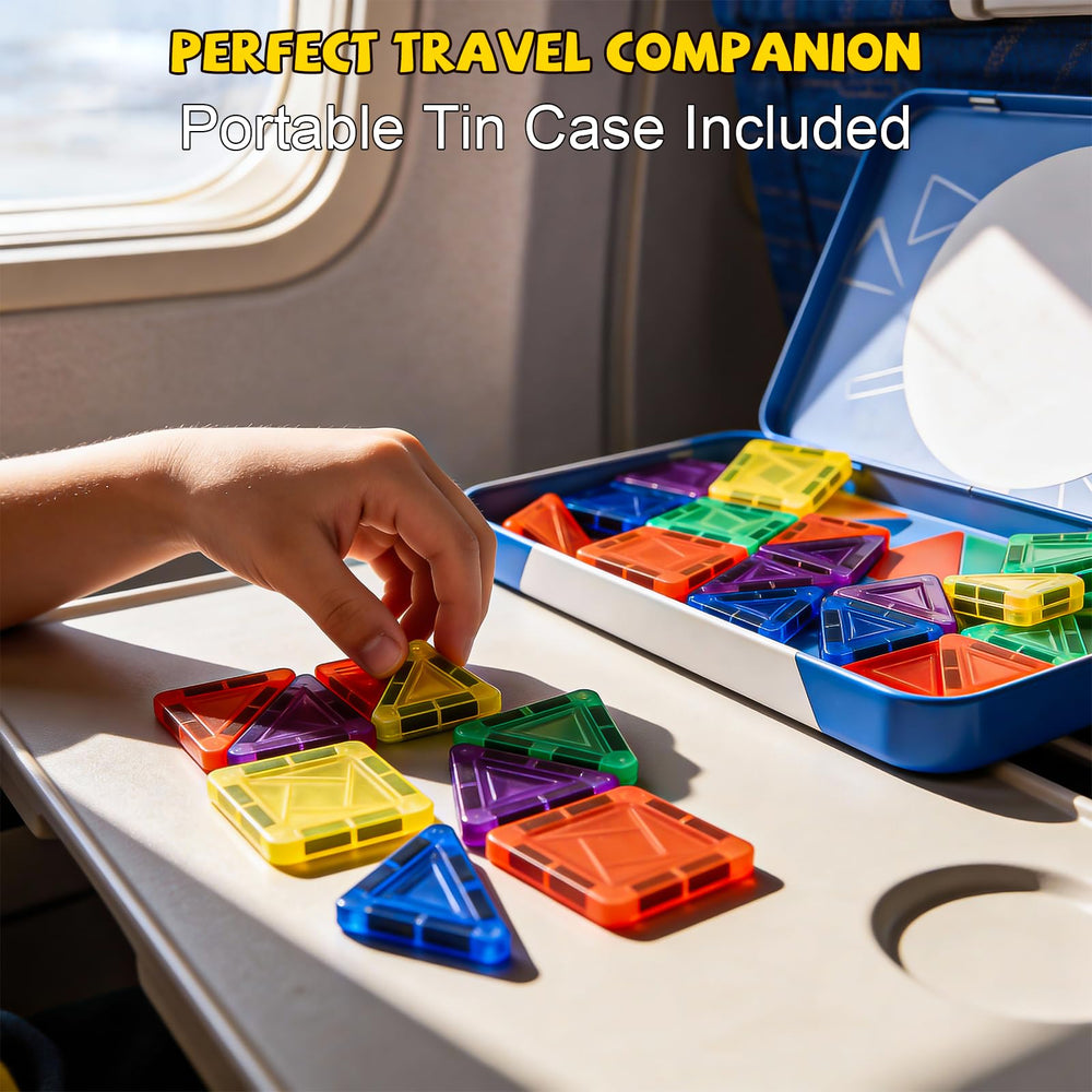 Lyzaoc magnetic tiles with colorful pieces for creative building play.