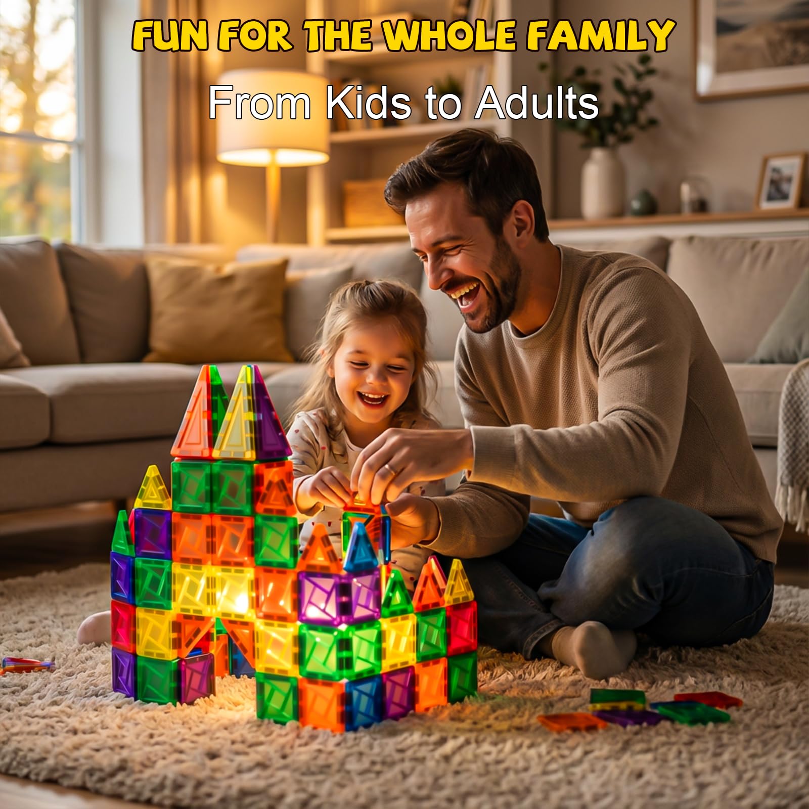 Lyzaoc magnetic tiles highlighting educational benefits in play.