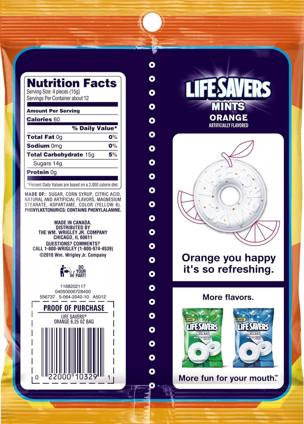 Three bags of LifeSavers Orange Mint offer convenient stocking and sharing options.