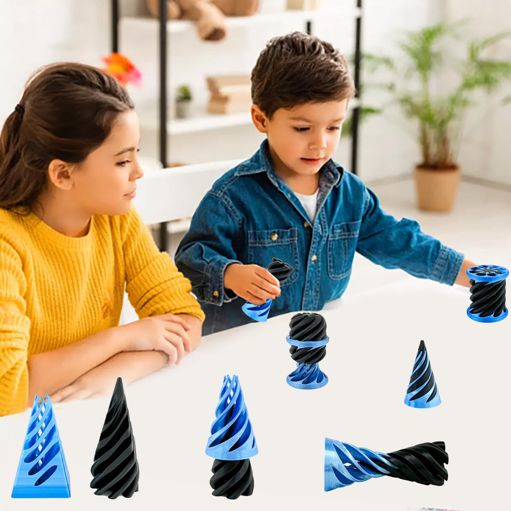 Lyzbbsoy spiral cone fidget push pull highlighting interactive motion and stress-relief potential.