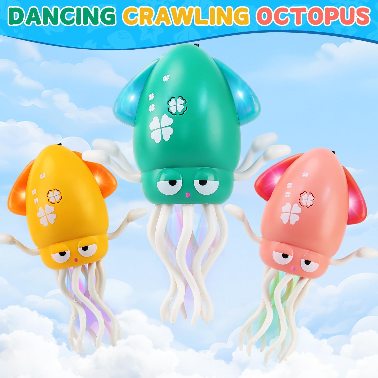 LZZAPJ octopus ears flashing and tentacles twirling enhance sensory play.