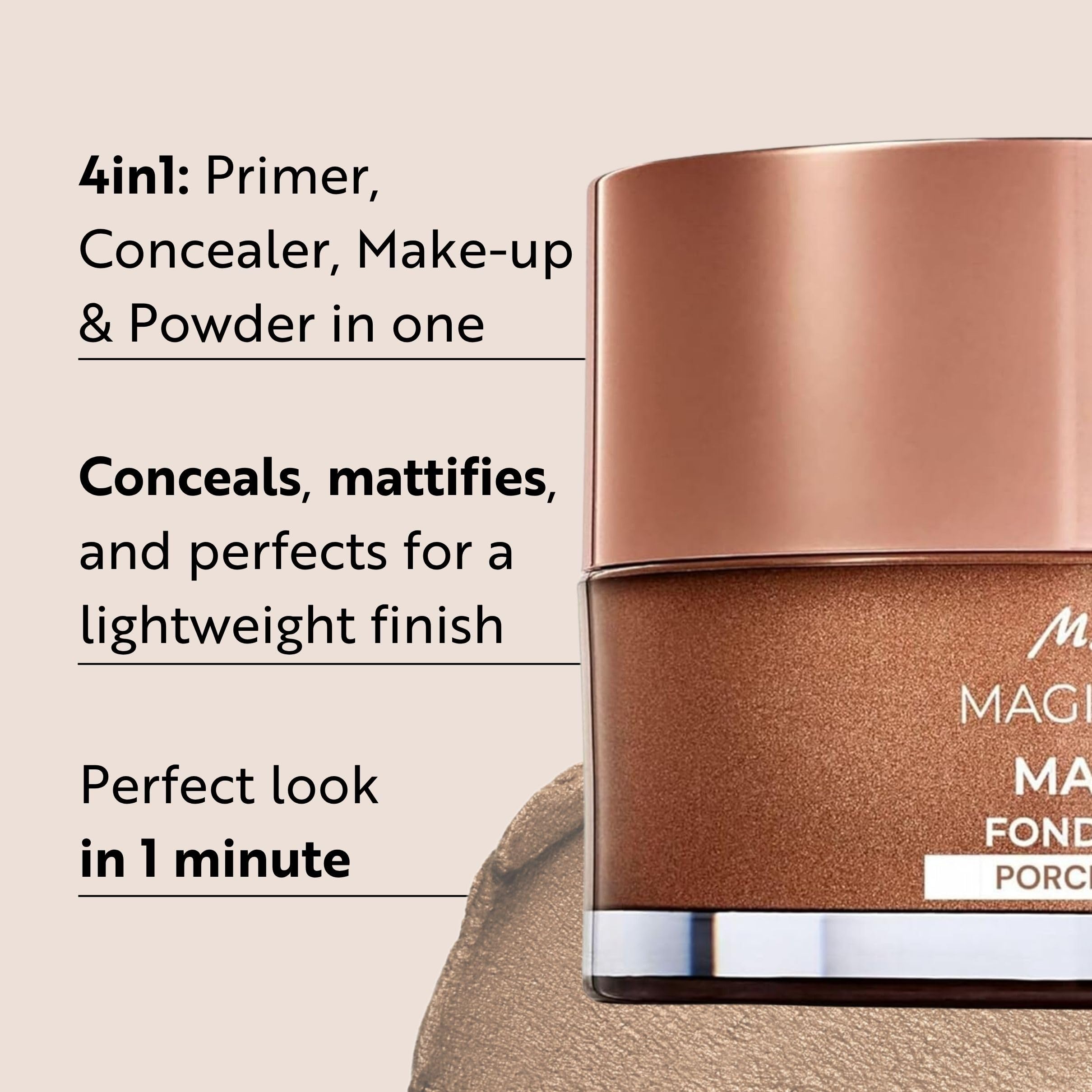M. Asam mousse texture swirl shows lightweight coverage.