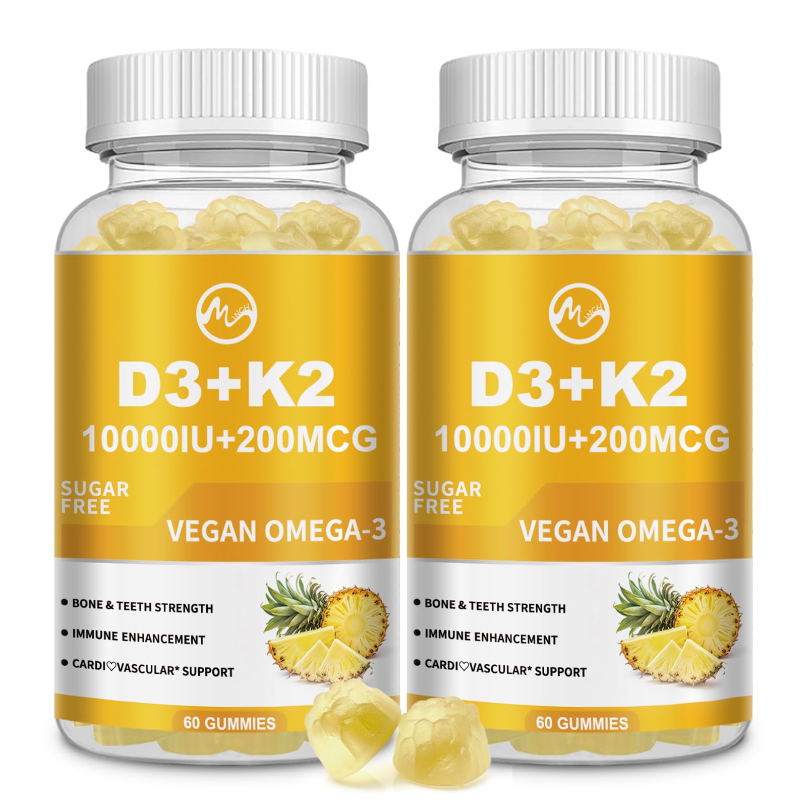 M inch Vitamin D3 K2 Gummies bottle for daily bone and immune wellness