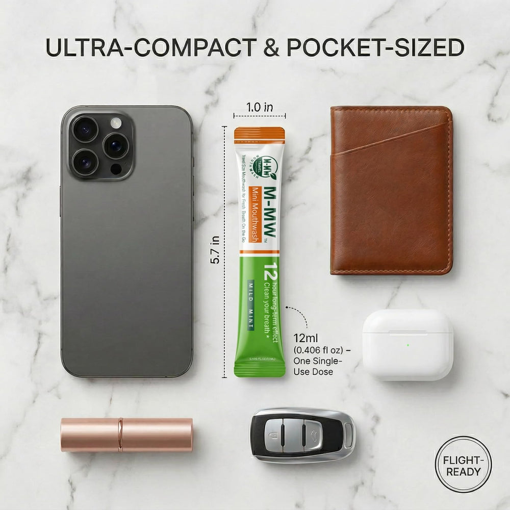 M-MW compact design highlights slim, purse-friendly travel essentials.