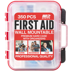 M2 BASICS first aid kit wall-mountable with dual-layer case for quick access