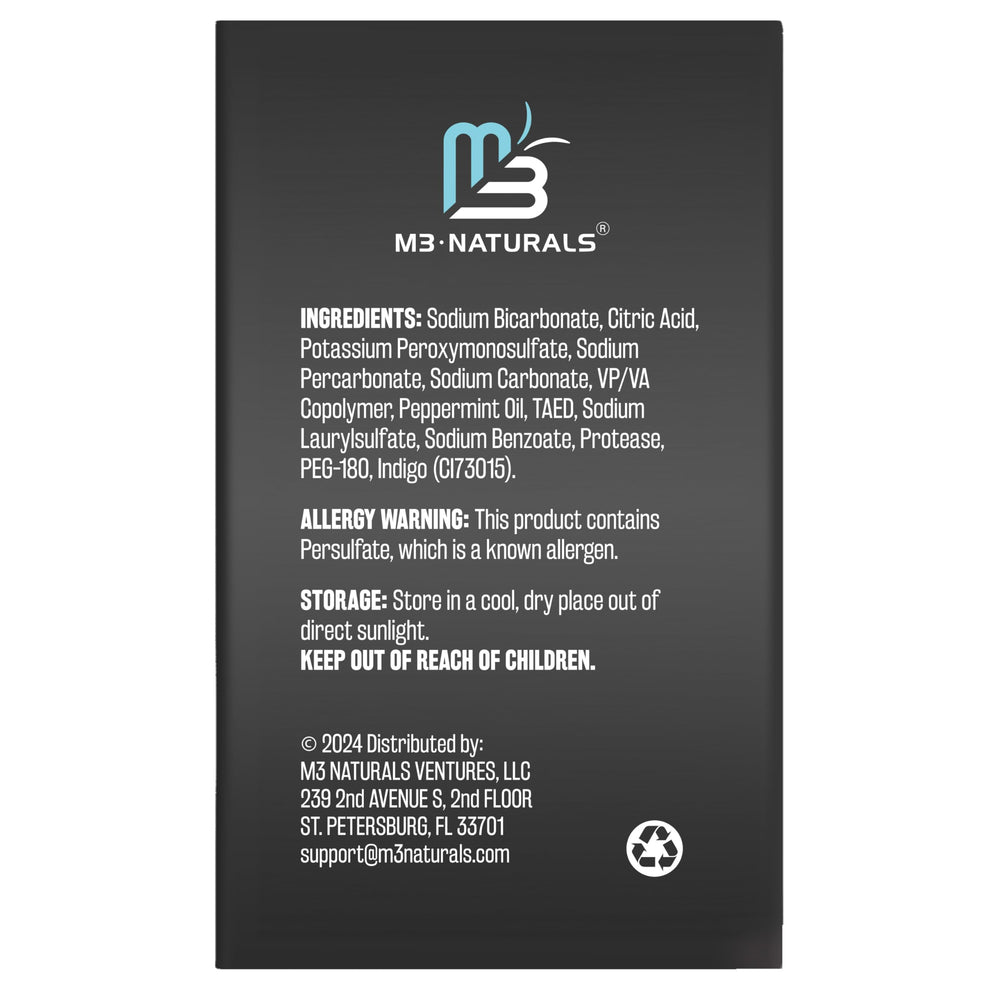 M3 Naturals tablets in water showing quick cleaning action