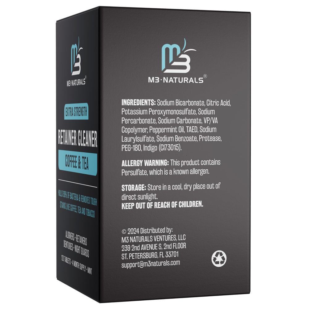 M3 Naturals soaking retainer in water to remove odor and stain