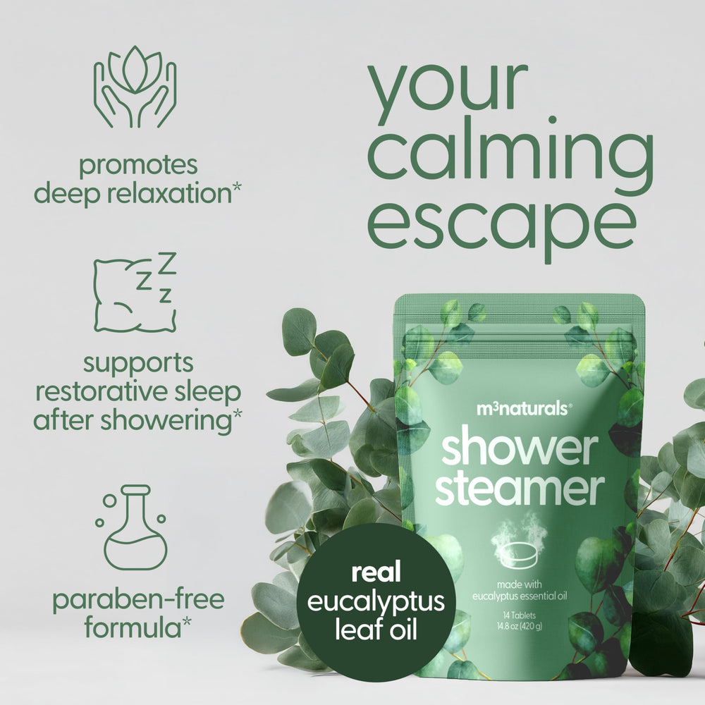 M3 Naturals eucalyptus steamers, individually wrapped for freshness.
