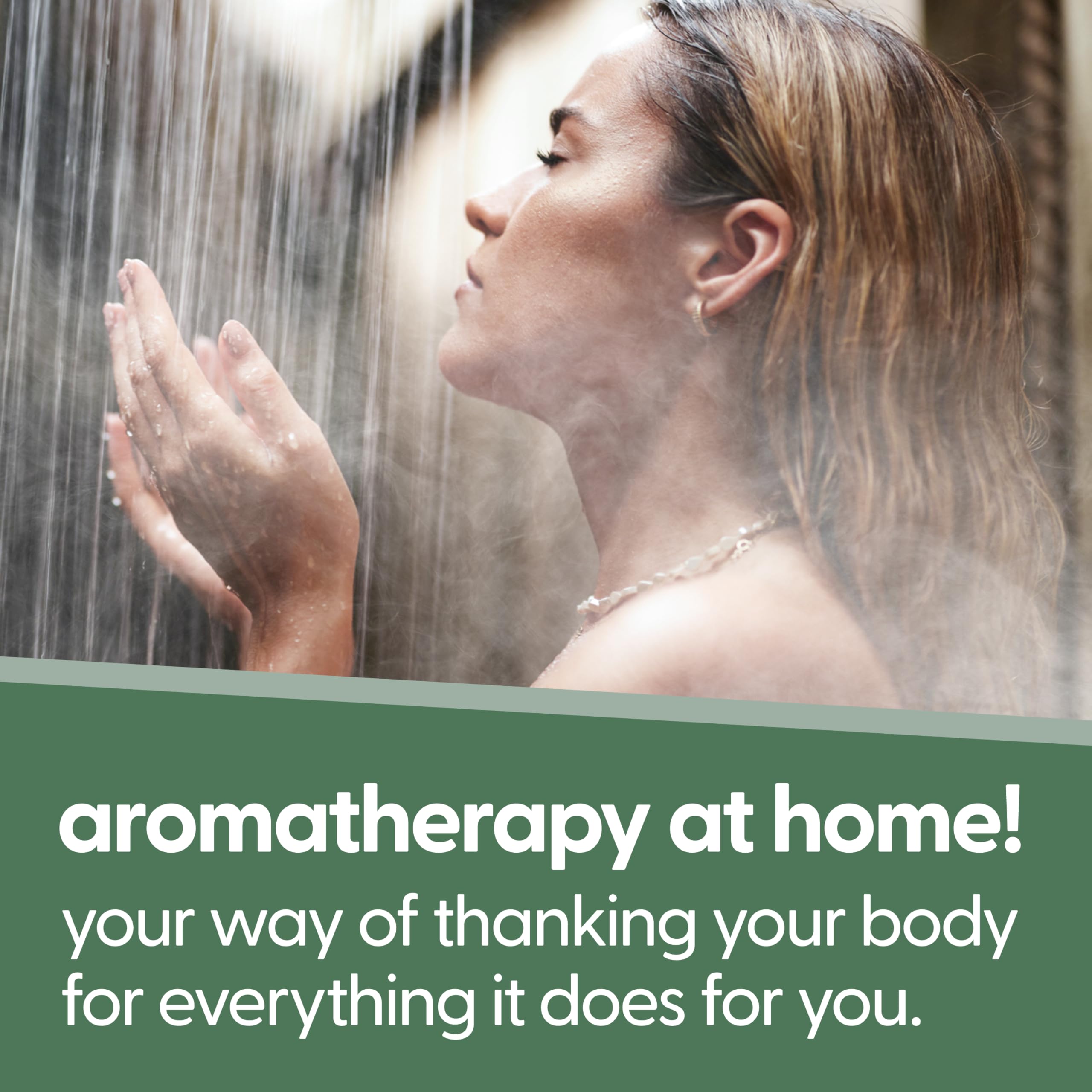 Relaxing shower scene with M3 Naturals eucalyptus steamers.