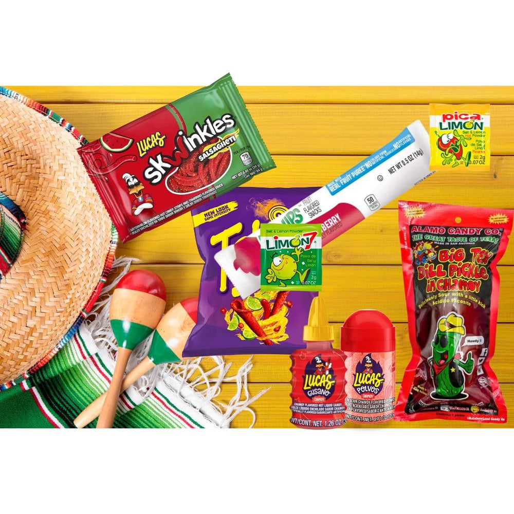 Ma Lit Candy Chamoy Pickle Kit with Skwinkles Salsagheti for bold flavors.