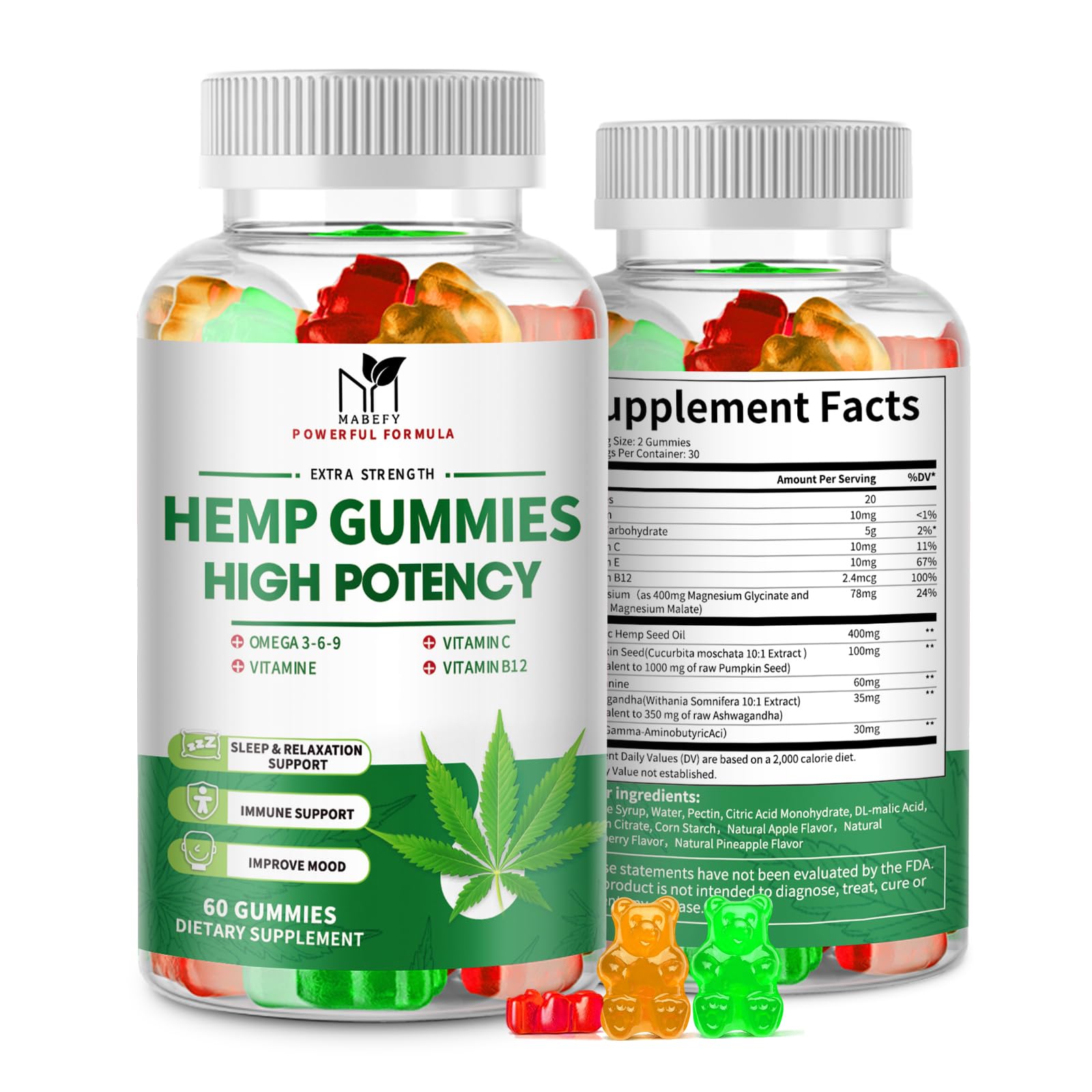 MABEFY hemp gummies sleep bottle promotes restful nights and gentle relaxation