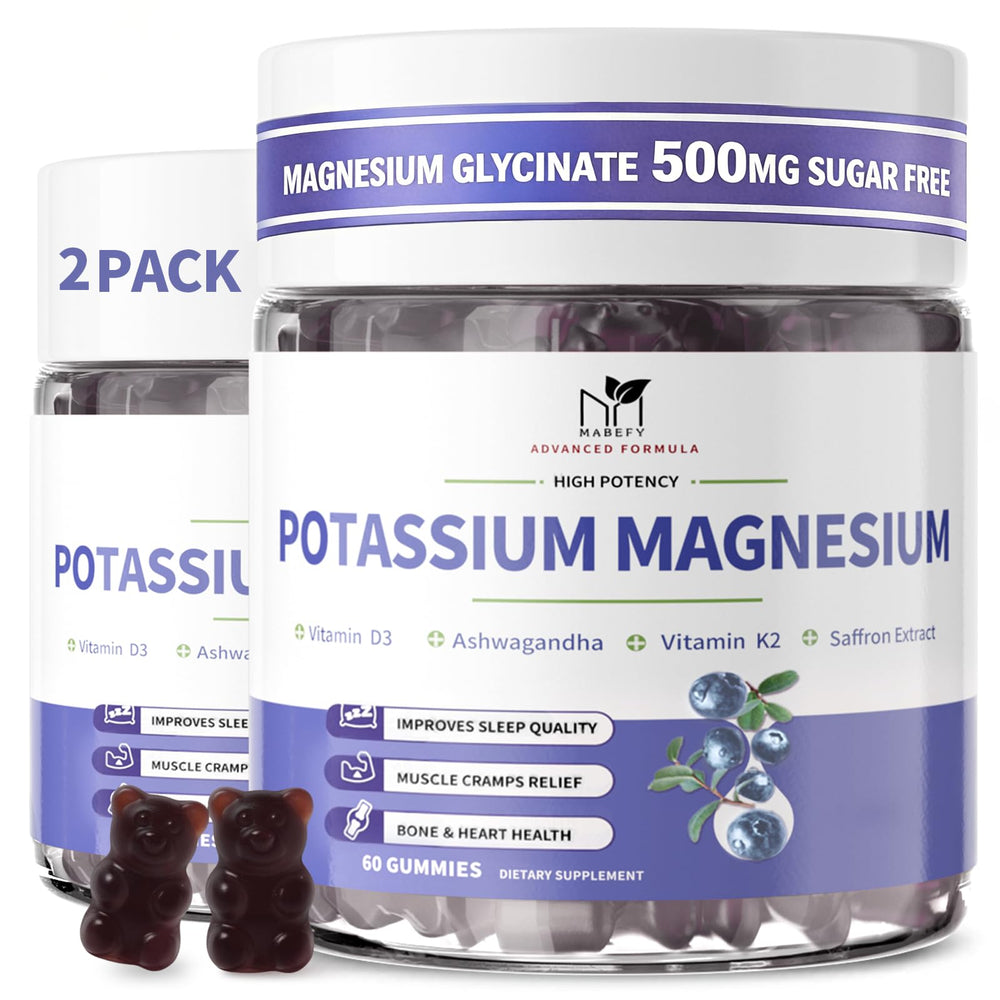 MABEFY gummies bottle front showing dual mineral formula for daily muscle support