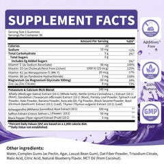 Ingredients panel on MABEFY bottle highlighting magnesium glycinate and potassium blend