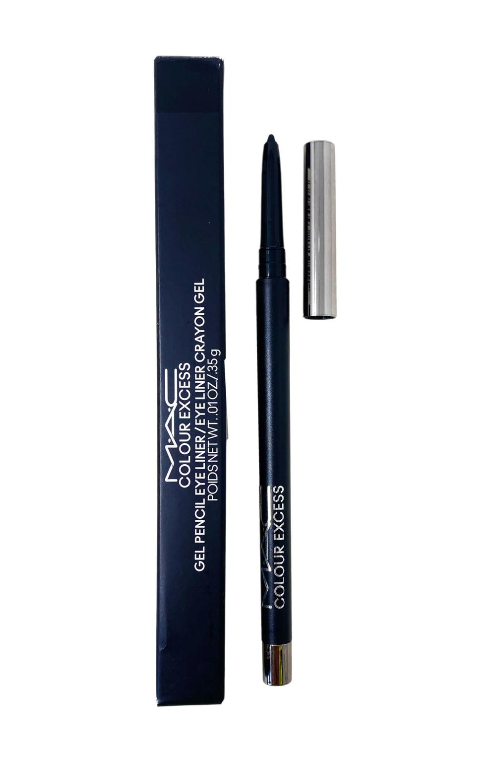 MAC Colour Excess Gel Pencil Eye Liner Glide Or Die carbon black close-up swatch showing rich pigment
