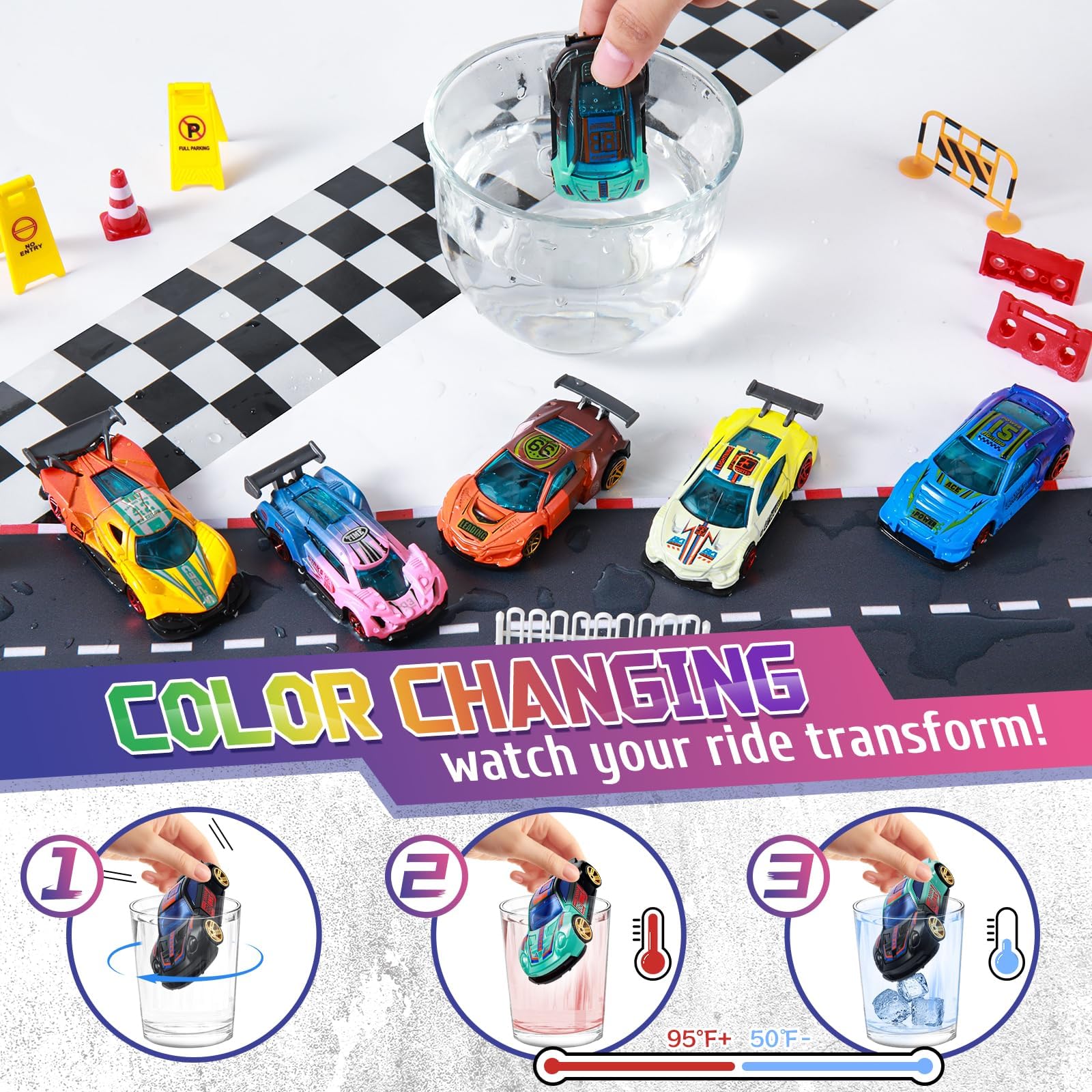 Macaloca bath-time color-change dip demo shows dynamic water-transform visuals.