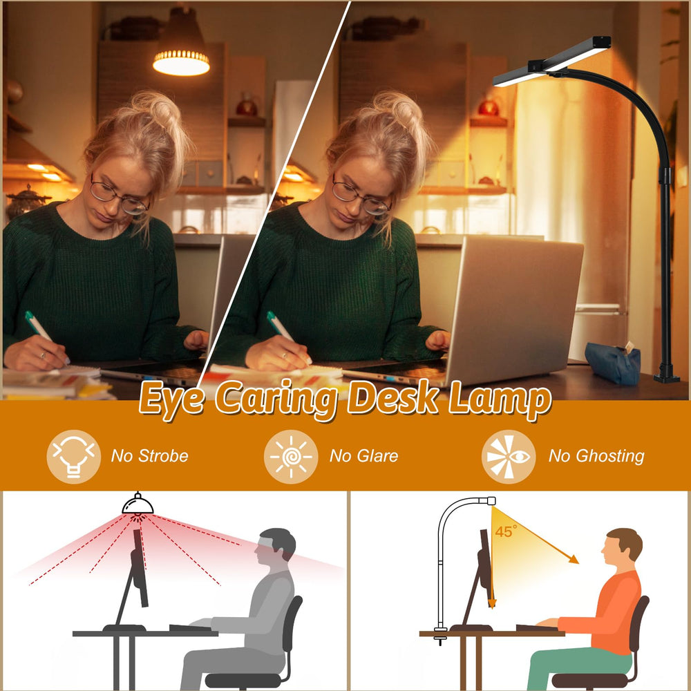MACASA desk lamp providing wide coverage for studying, drafting, or crafting with even brightness