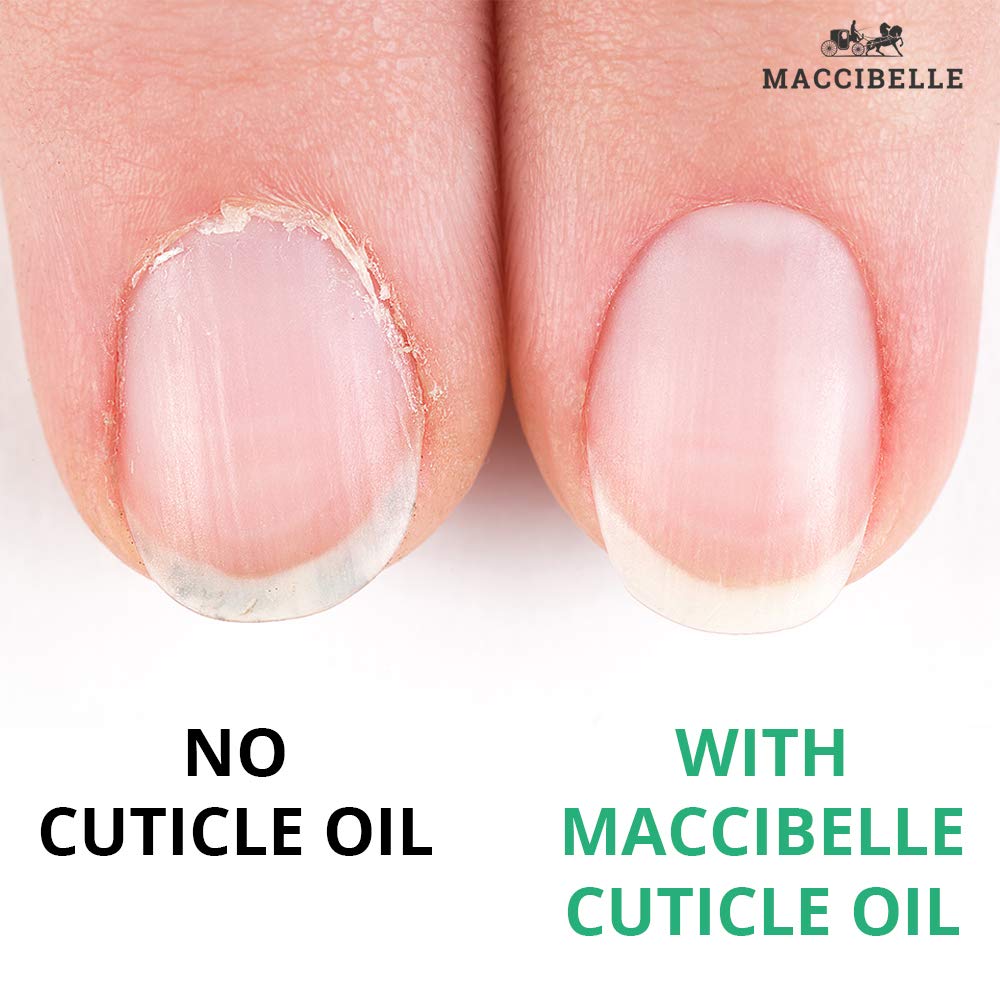 Maccibelle Cuticle Oil close-up shows honey aroma and light formula.