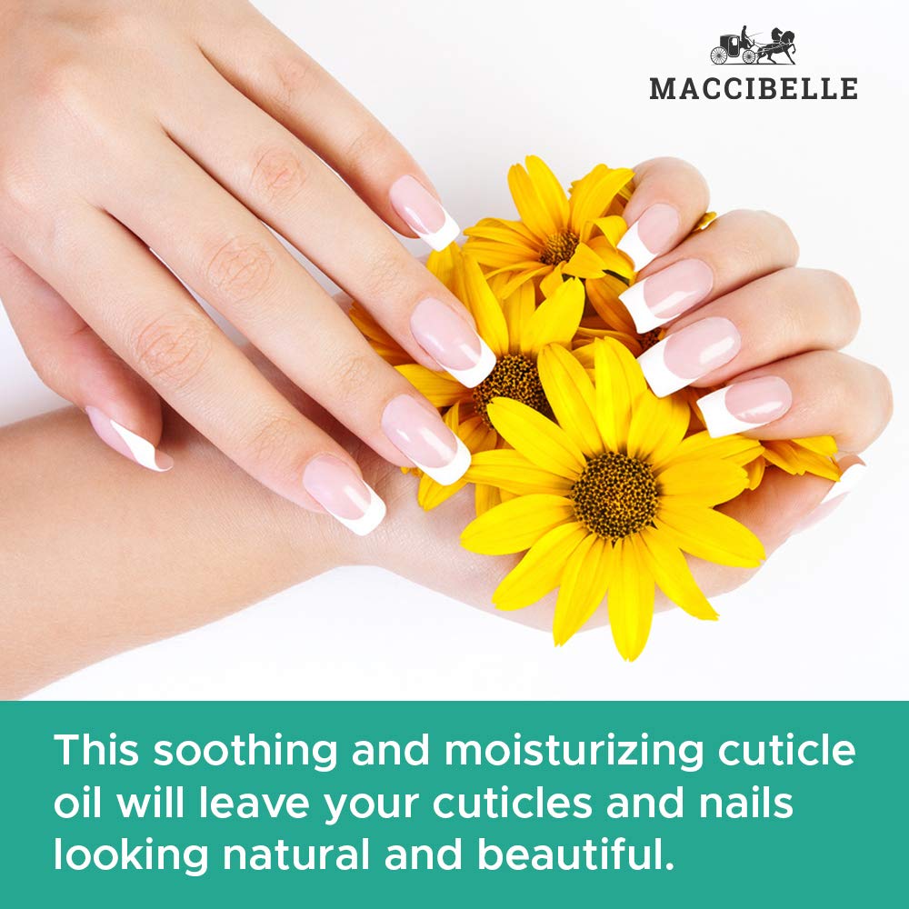 Maccibelle Cuticle Oil with Vitamin E nourishes cuticles and nails.