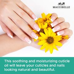Maccibelle Cuticle Oil with Vitamin E nourishes cuticles and nails.