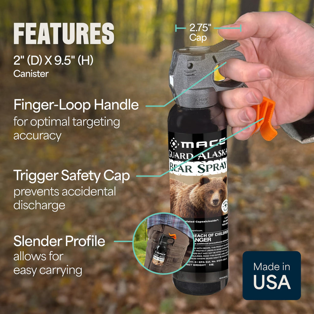 Ergonomic finger loop grip supports steady deployment on the trail.