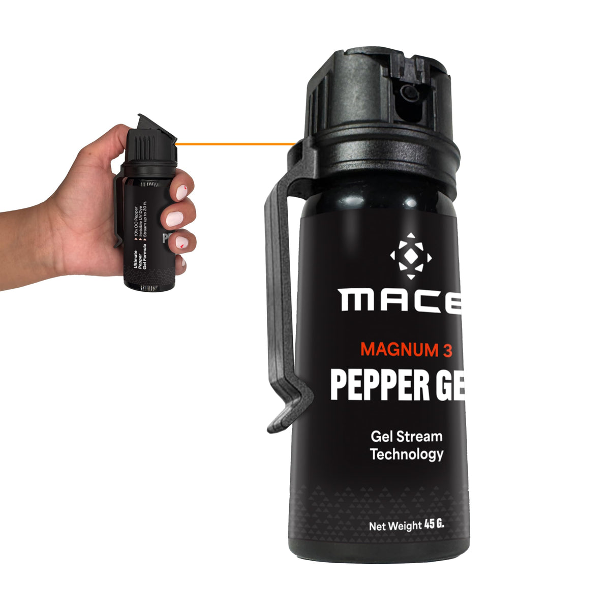 Mace Magnum 3 bottle front view for quick access and deterrence.