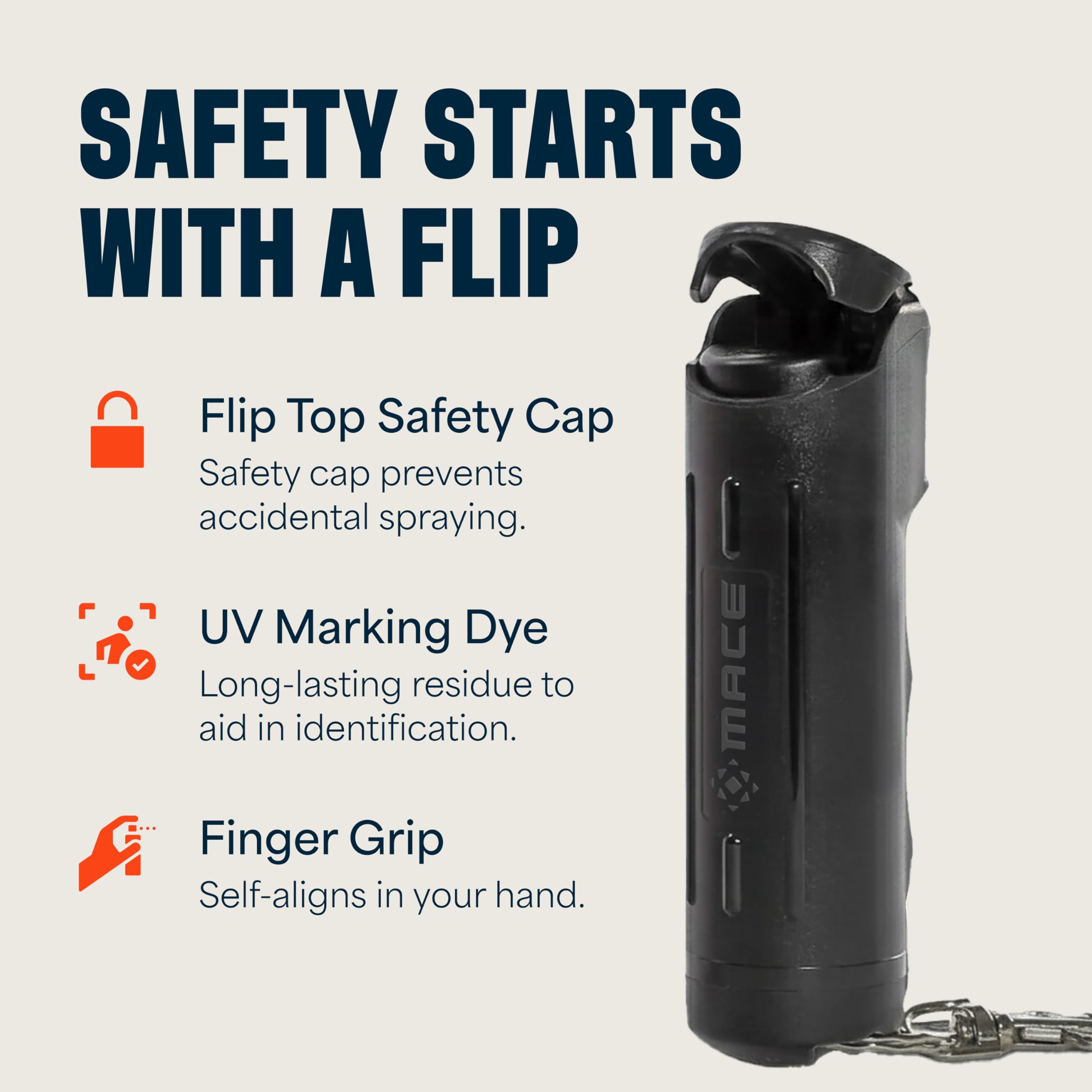 Mace Pepper Spray long-range stream reaches up to 12 feet for distance safety.