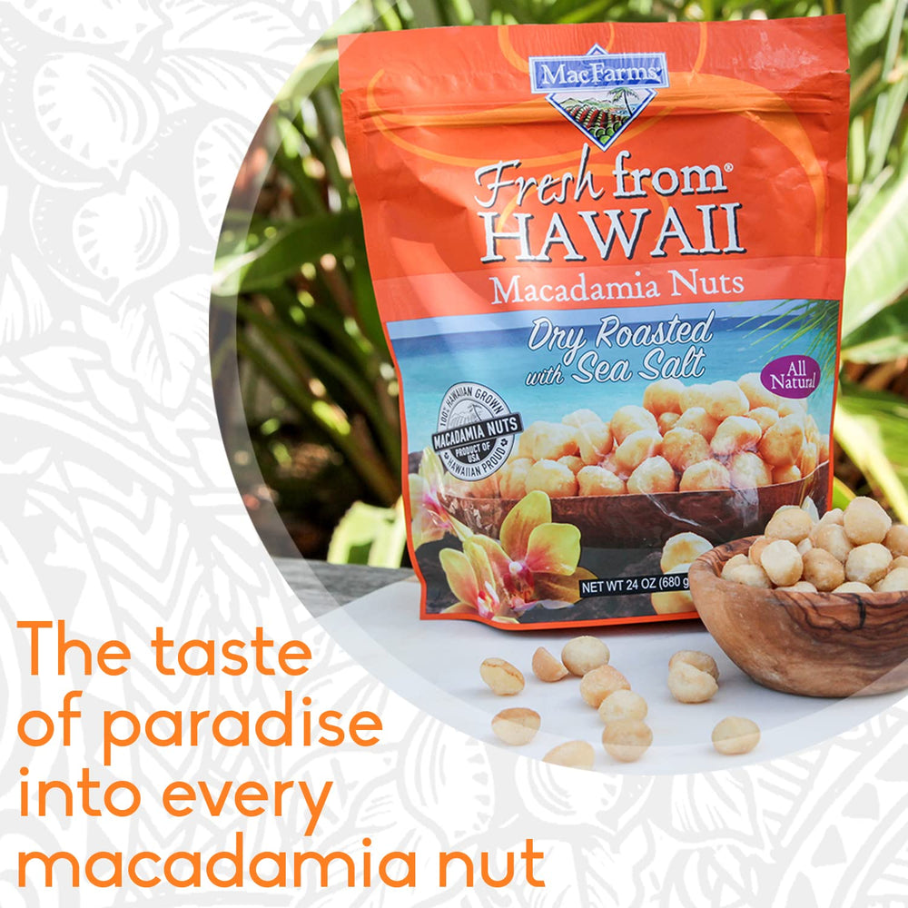 MacFarms macadamia nuts in bowl, versatile ingredient for recipes or snacking.