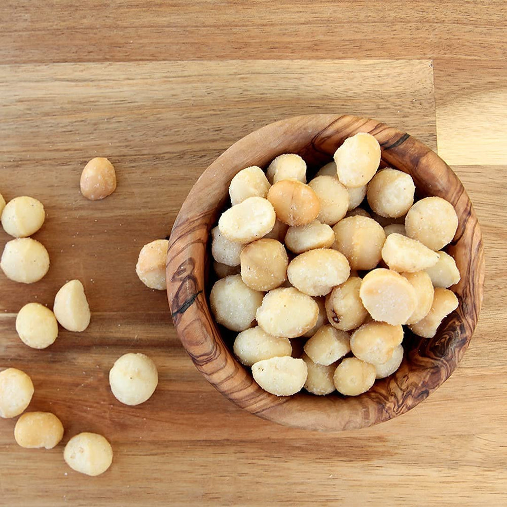 MacFarms sea salt macadamia nuts packets, portable snacks for travel.