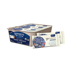 GoMacro MacroBar Blueberry Cashew Butter on a plate, portable vegan protein snack.