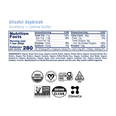 GoMacro MacroBar Blueberry Cashew Butter ingredients close-up, organic plant-based protein.