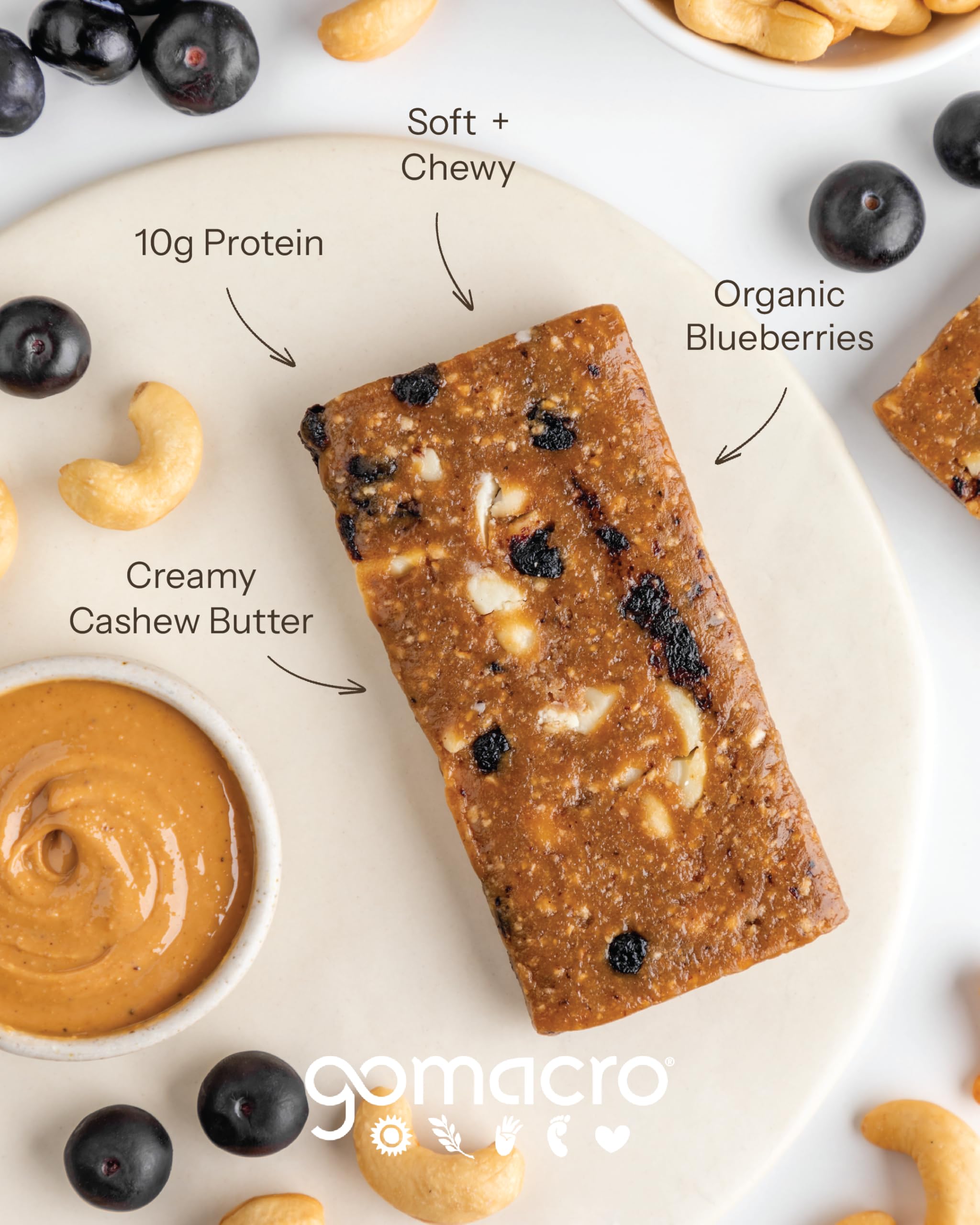 GoMacro packaging highlighting organic certifications and vegan status.