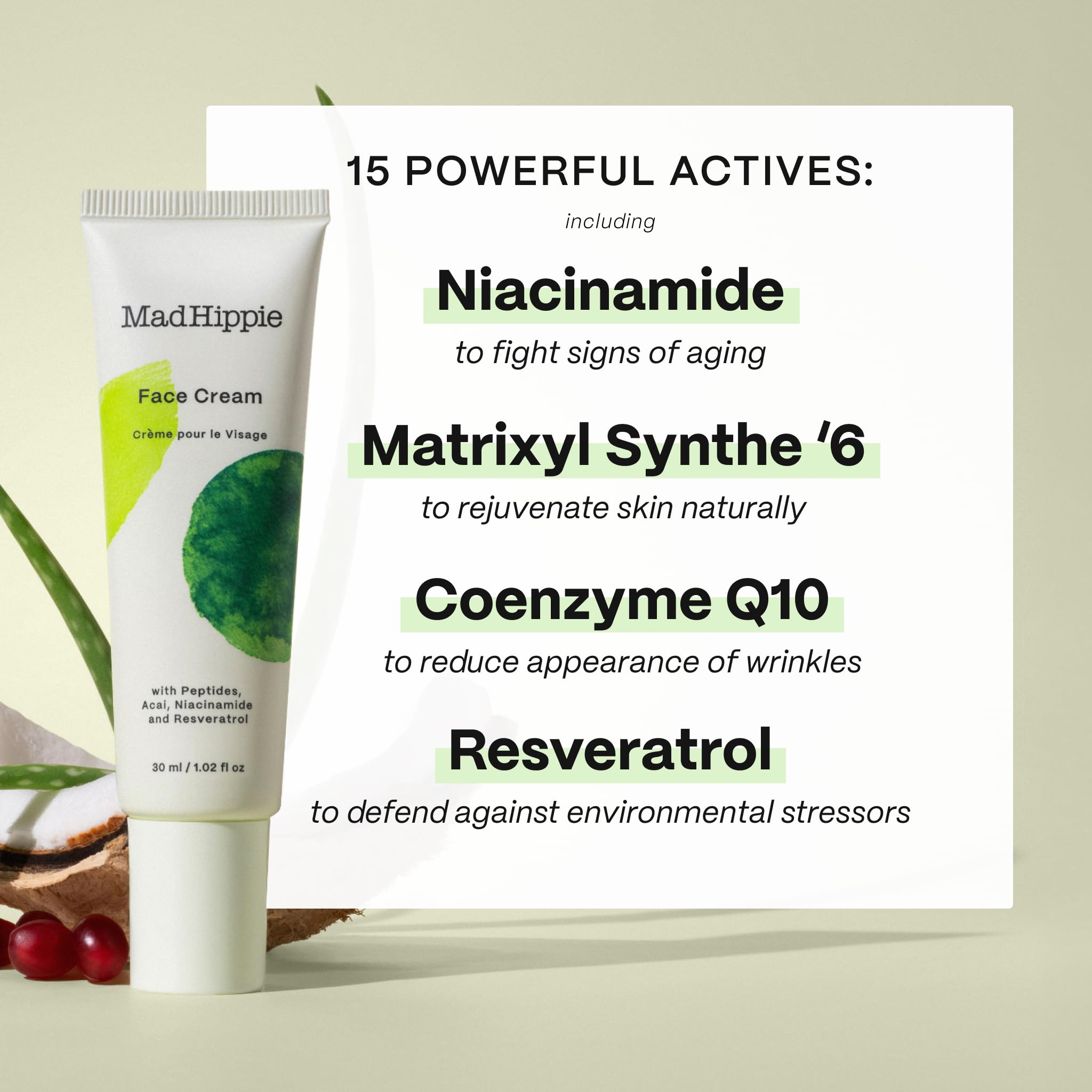 Pump bottle of Mad Hippie Face Cream for easy daily application