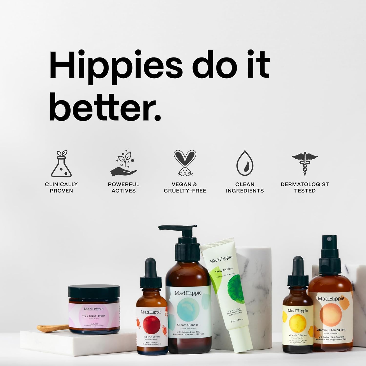 Mad Hippie Super A Serum drop dispersion illustrates controlled application.