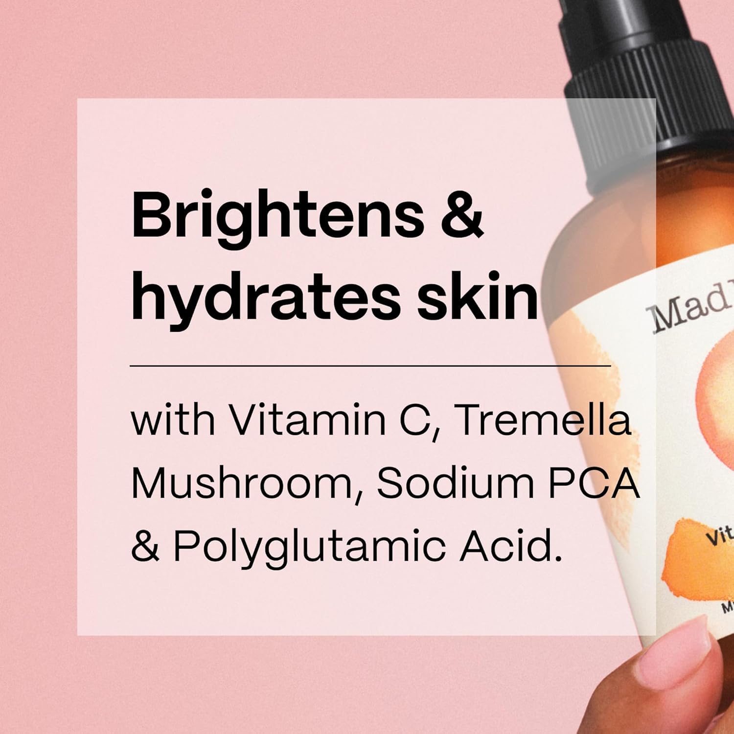 Mad Hippie Vitamin C Toning Mist close-up showing hydrated skin glow