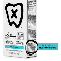Swatch showing fluoride and hydroxyapatite for enamel protection