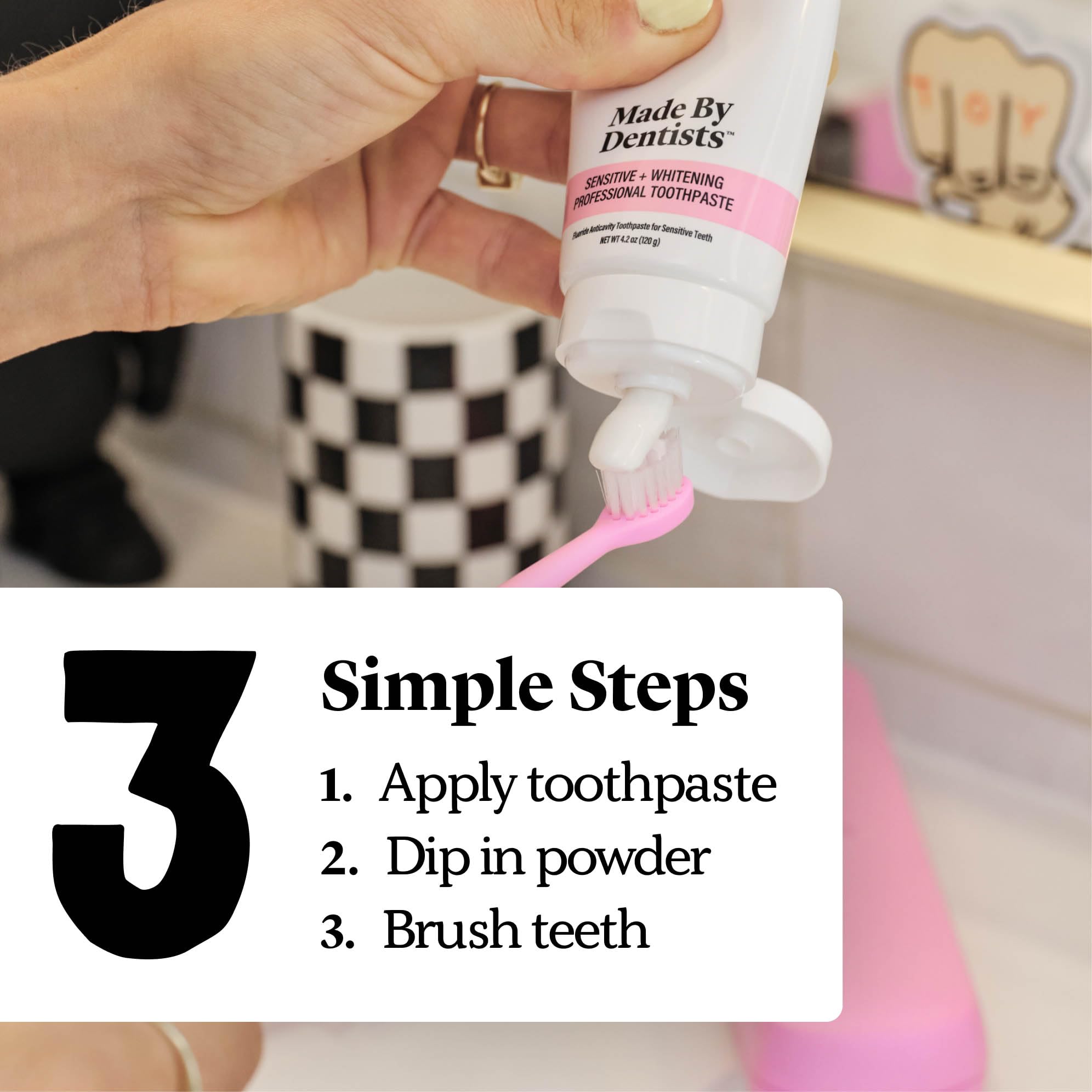 Made by Dentists hydrogen peroxide whitening provides brighter results without strips