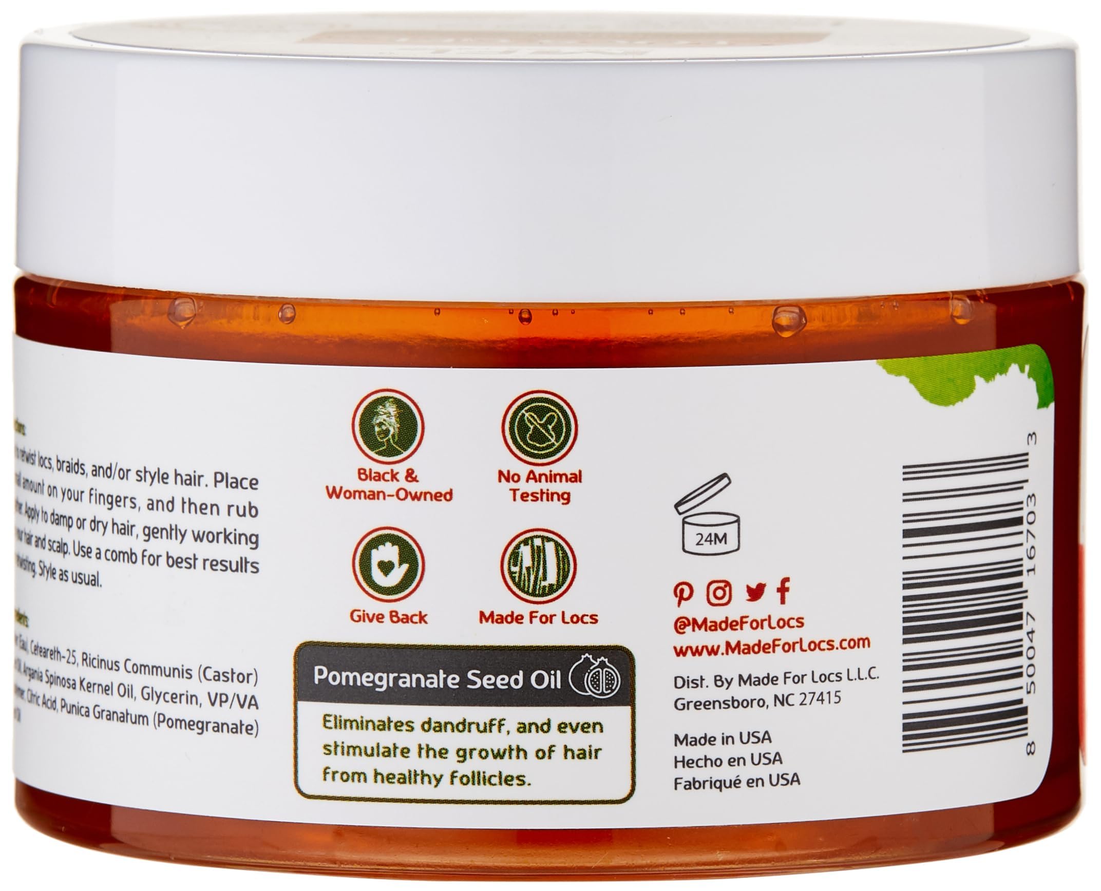 Made For Locs argan oil ingredient moisturizing and conditioning.