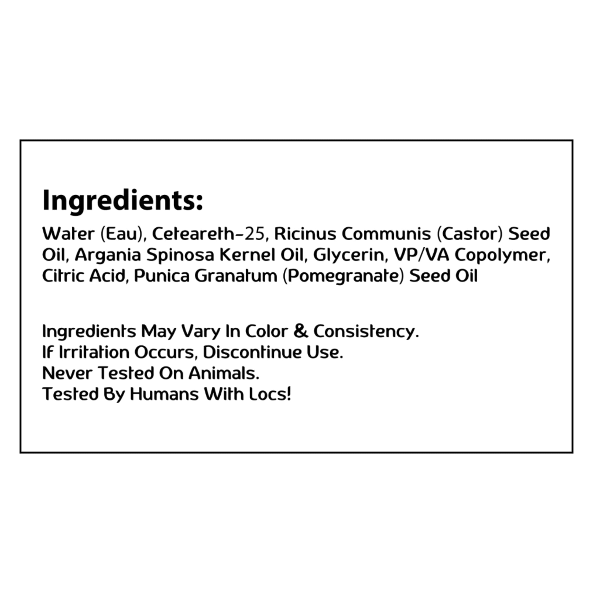 Made For Locs vegan-friendly label highlighting plant-based formula.