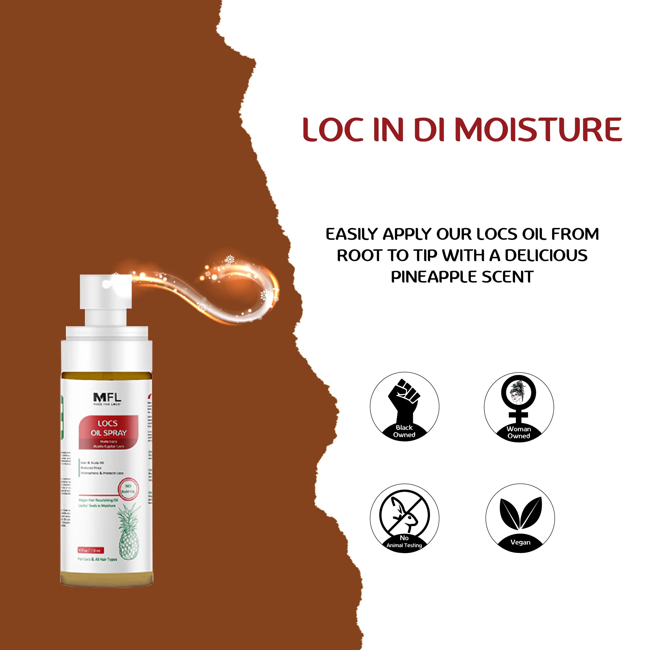 MFL Made For Locs vegan oil spray applying on scalp for hydration