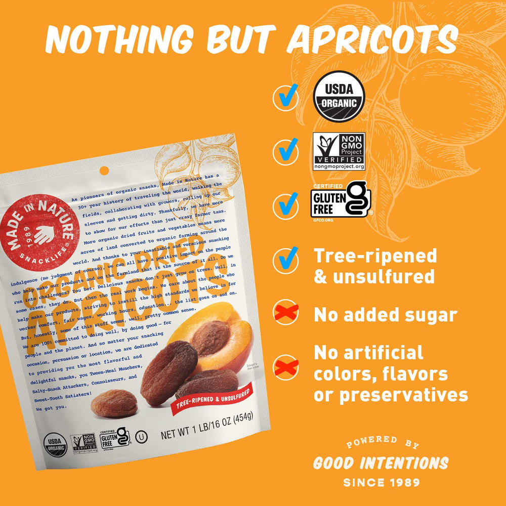 Made In Nature organic, non-GMO, gluten-free apricots suitable for diverse diets
