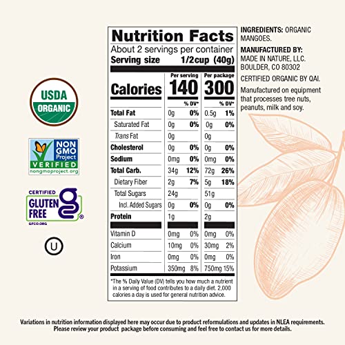 Made In Nature sun ripened mango slices highlight tropical sweetness ideal for lunchbox.