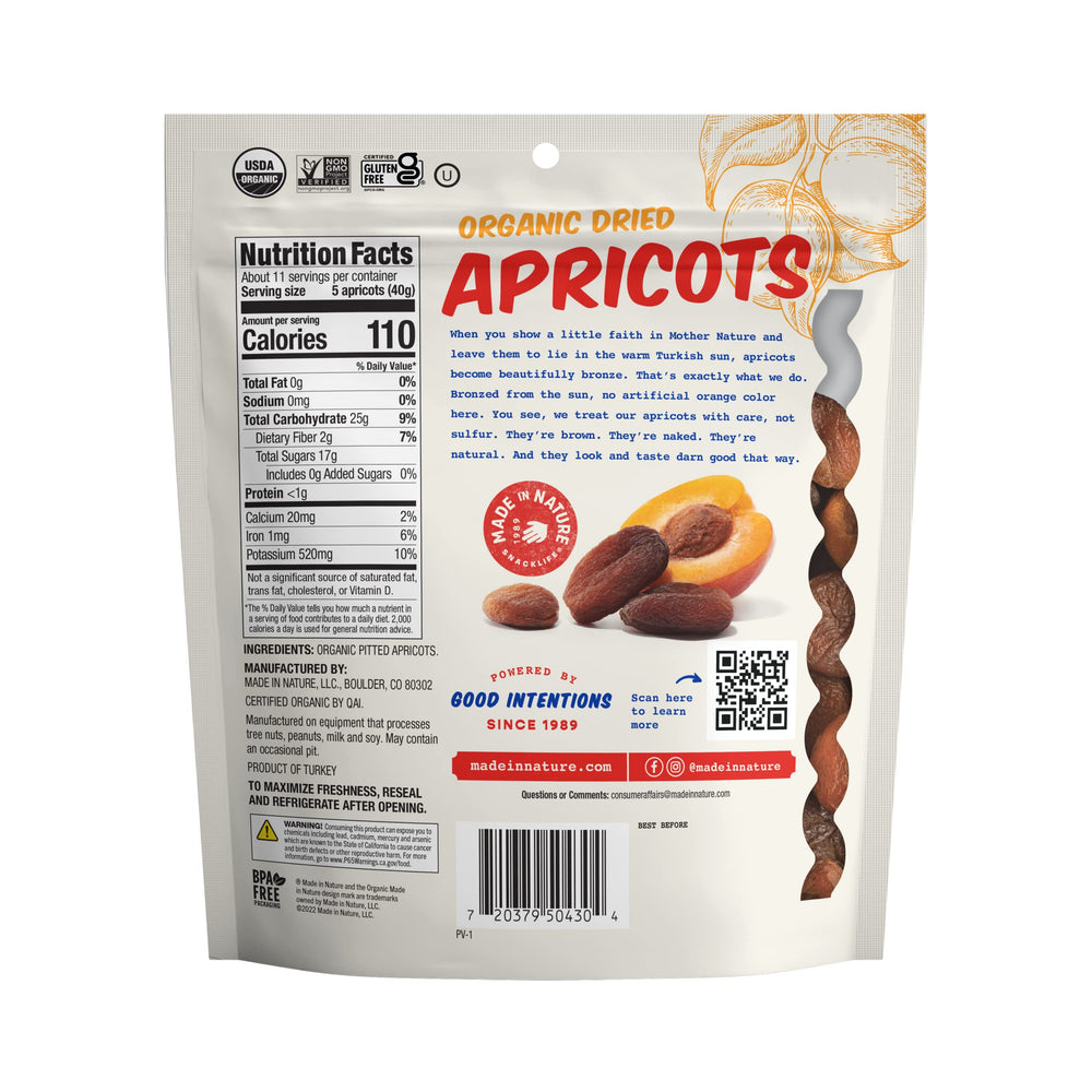Made In Nature unsulfured apricots sun-dried in Turkey for natural sweetness